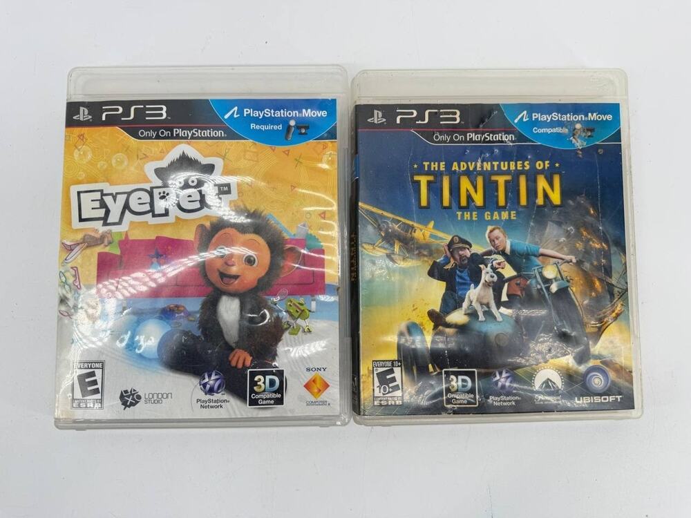 PS3 EyePet & The Adventures of Tintin The Game Lot of 2 Sony PlayStation 3